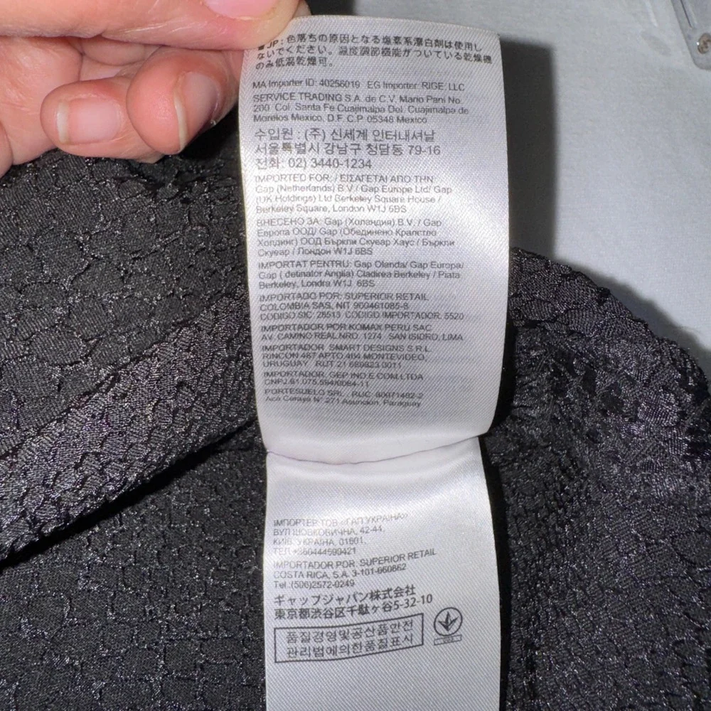 Banana Republic Black‎ Textured Honeycomb Puff Sleeve Keyhole Blouse Top Size 12